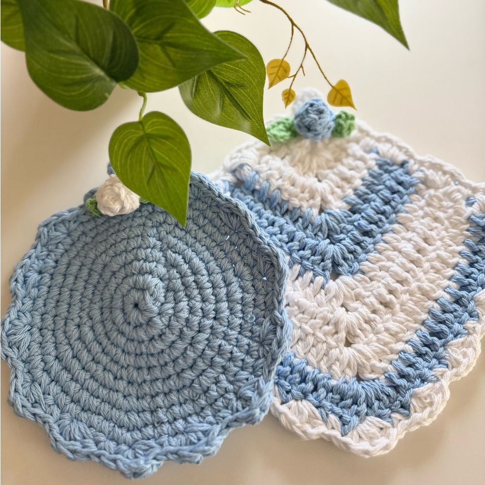 Aesthetic Blue & White Crochet Potholders